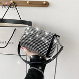 Hot Diamond One-Shoulder Messenger Bag with Metal Chain