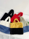 Faux Fur Tote Bag Soft Plush Shopper Warm Winter