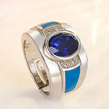 Crystal Sapphire Gemstone Silver Ring for Men