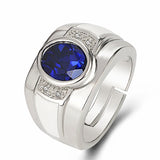 Crystal Sapphire Gemstone Silver Ring for Men