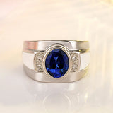 Crystal Sapphire Gemstone Silver Ring for Men