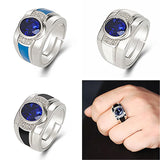 Crystal Sapphire Gemstone Silver Ring for Men