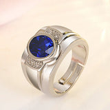 Crystal Sapphire Gemstone Silver Ring for Men