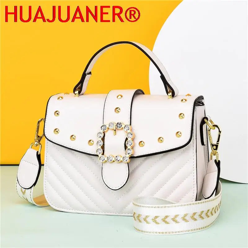 Luxury Diamond-Encrusted Leather Shoulder Bag