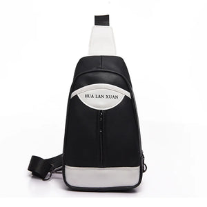 Men's PU Leather Chest Pack Crossbody Bag School Bag