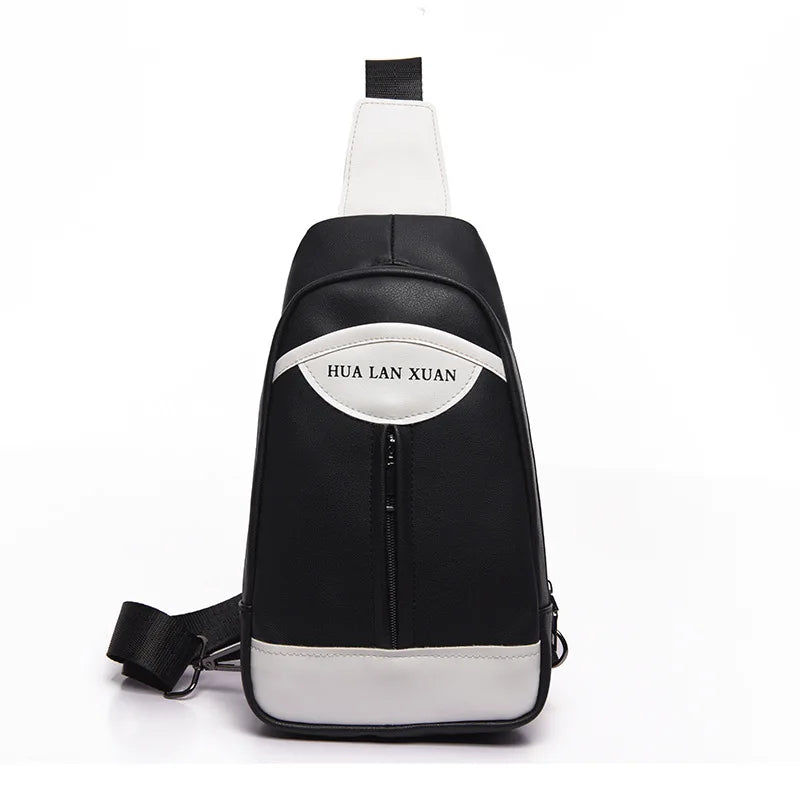 Men's PU Leather Chest Pack Crossbody Bag School Bag