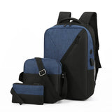 Men's & Women's 3-Piece Backpack Set with USB Laptop Bag