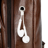 Men's Retro Brown Chest Bag USB Charging Headphone Jack Crossbody Bag