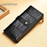 Men's Long Leather Wallet RFID Double Zipper Multi-functional Purse