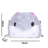 Female Plush College Messenger Bag, Hamster Design, One-Shoulder Student Bag
