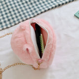 Female Plush College Messenger Bag, Hamster Design, One-Shoulder Student Bag