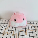 Female Plush College Messenger Bag, Hamster Design, One-Shoulder Student Bag