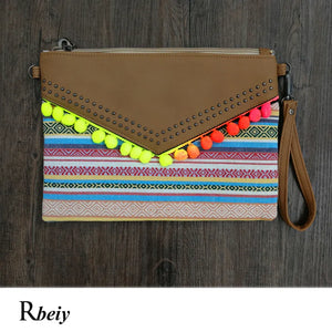 Bohemian Rivet Chain Crossbody Bag Tassel Clutch