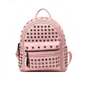 Rivet Leather School Bag Girl Backpack Women Shoulder Bag