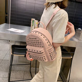 Rivet Leather School Bag Girl Backpack Women Shoulder Bag