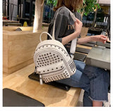 Rivet Leather School Bag Girl Backpack Women Shoulder Bag