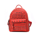 Rivet Leather School Bag Girl Backpack Women Shoulder Bag