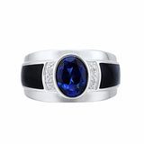 Sapphire Gemstone Crystal Agate Zircon Silver Ring for Men