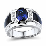 Sapphire Gemstone Crystal Agate Zircon Silver Ring for Men