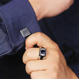 Sapphire Gemstone Crystal Agate Zircon Silver Ring for Men