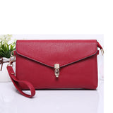 Female PU Shoulder Bag Lock Clasp Ladies Clutch Envelope Handbag