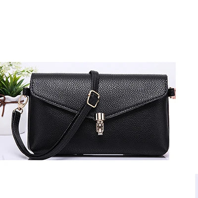 Female PU Shoulder Bag Lock Clasp Ladies Clutch Envelope Handbag