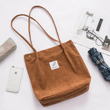 Corduroy Shoulder Bag Women Handbags Casual Shopping Bags
