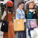Corduroy Shoulder Bag Women Handbags Casual Shopping Bags