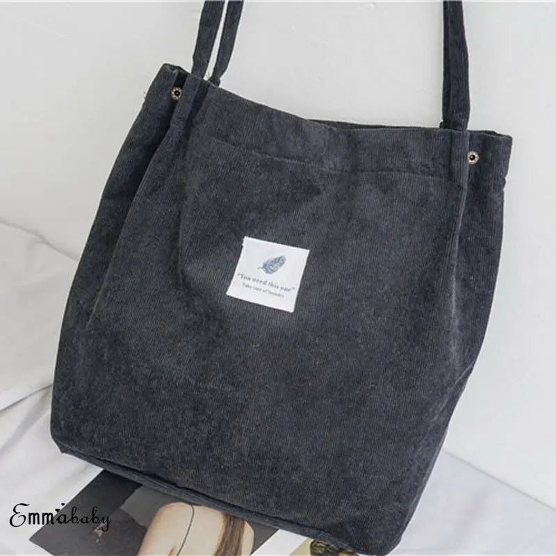 Corduroy Shoulder Bag Women Handbags Casual Shopping Bags