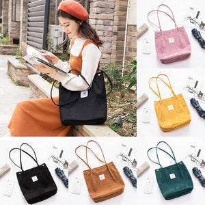Corduroy Shoulder Bag Women Handbags Casual Shopping Bags