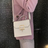Square Shoulder Bag Women's Handbag Metal Lock Winter Messenger Crossbody Purse