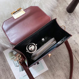Square Shoulder Bag Women's Handbag Metal Lock Winter Messenger Crossbody Purse