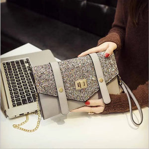 Women's Leather Envelope Clutch Evening Bag