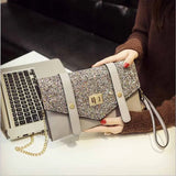 Women's Leather Envelope Clutch Evening Bag