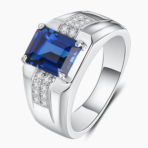 Men's Sapphire Gemstone Silver Ring