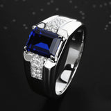 Men's Sapphire Gemstone Silver Ring