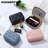 Square Makeup Organizer with Mirror, Travel Makeup Bag