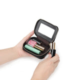 Square Makeup Organizer with Mirror, Travel Makeup Bag