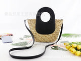 Casual Woven Beach Bag with Stitching Messenger Straw Handbag
