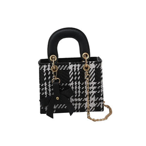 Striped Women's Shoulder Bag PU Handbag Metal Shoulder Strap