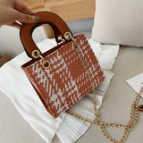 Striped Women's Shoulder Bag PU Handbag Metal Shoulder Strap