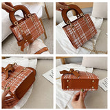 Striped Women's Shoulder Bag PU Handbag Metal Shoulder Strap