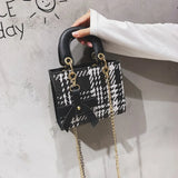 Striped Women's Shoulder Bag PU Handbag Metal Shoulder Strap