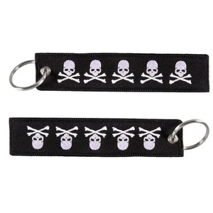 Embroidery Dangerous Skull Luggage Tag with Keyring - 3PCS