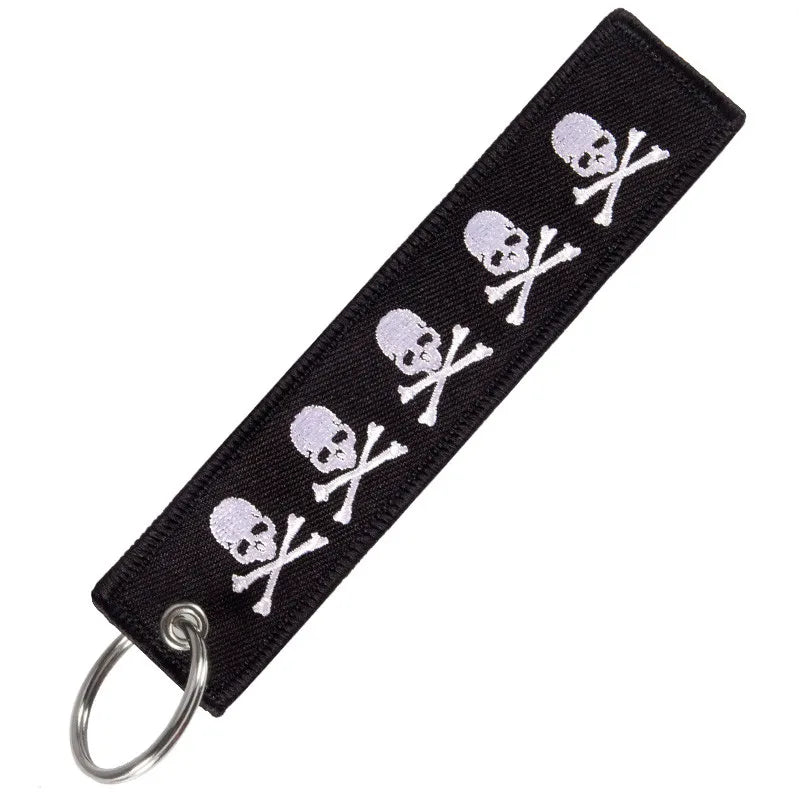 Embroidery Dangerous Skull Luggage Tag with Keyring - 3PCS