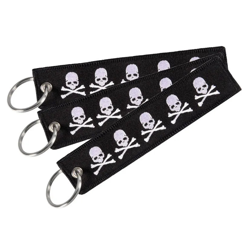 Embroidery Dangerous Skull Luggage Tag with Keyring - 3PCS
