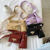 Two-Piece Waist Bag Women PU Belt Messenger Mobile Phone Bag