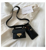 Two-Piece Waist Bag Women PU Belt Messenger Mobile Phone Bag