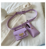 Two-Piece Waist Bag Women PU Belt Messenger Mobile Phone Bag