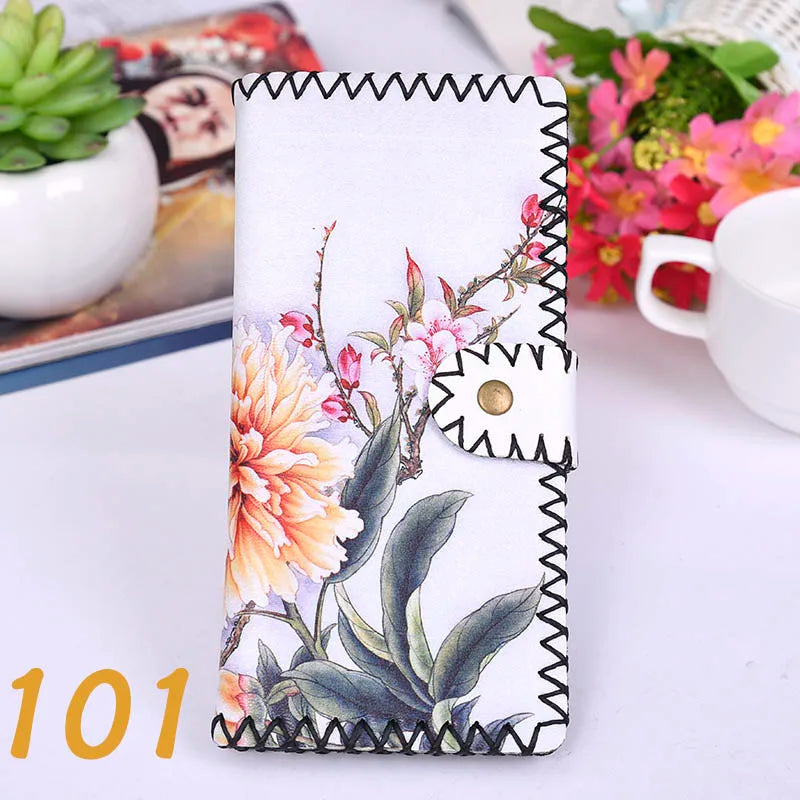 Ethnic Soft Leather Wallet Men Women Long Section Money Bag Purse